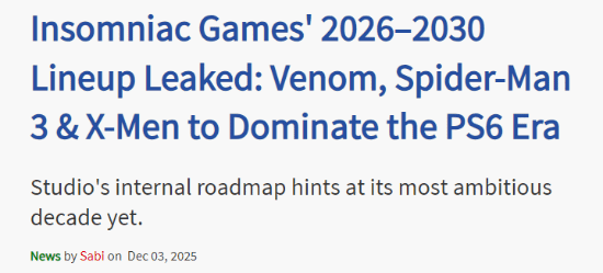 失眠組有望成PS6時代"產能王牌"！數款潛在大作盤點